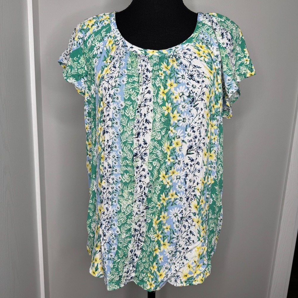 Faith & Zoe‎ Women's Lightweight Floral Pullover Short Sleeve Blouse Size XSmall